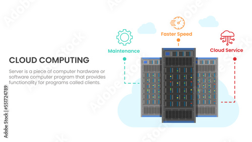server database cloud computing infographic concept for slide presentation with 3 point list