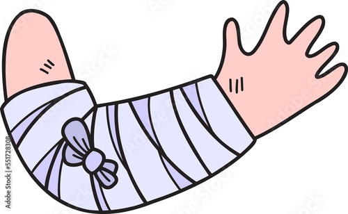 Photography Hand Drawn splint arm illustration