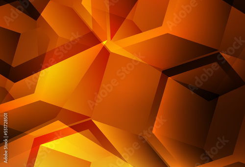 Dark Orange vector pattern with polygonal style with cubes.