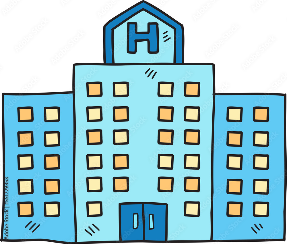 Hand Drawn hospital building illustration Hand Drawn hospital building illustration