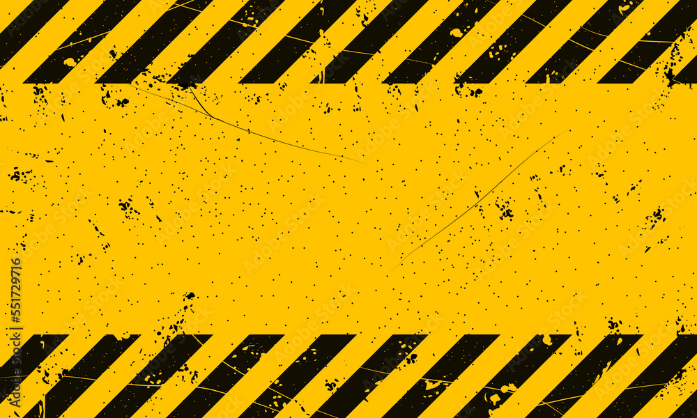 Dirty style black and yellow stripe rectangle. empty warning sign grunge. Vector illustration.
