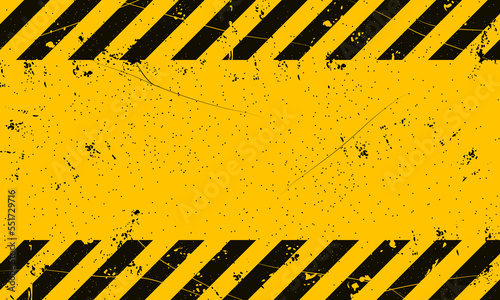 Dirty style black and yellow stripe rectangle. empty warning sign grunge. Vector illustration.