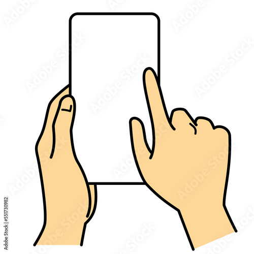 手　スマホを持つ　操作する
