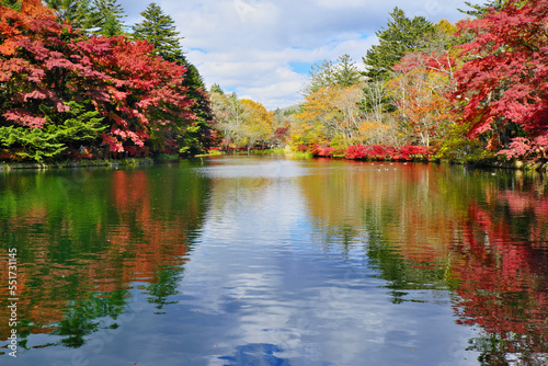 雲場池の紅葉 長野県軽井沢