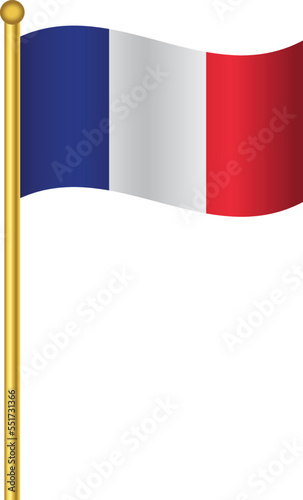 Flag of France,France flag Golden waving isolated vector illustration eps10.
