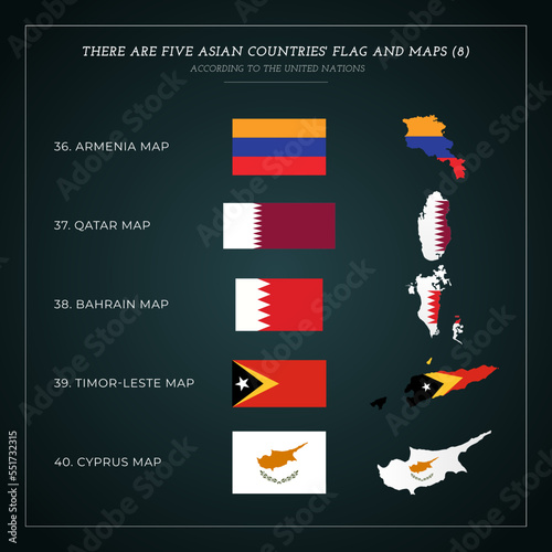 Five Asian countries' Flag And Maps Vector (8)