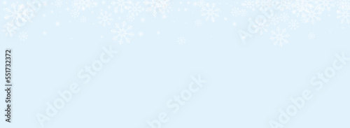 Silver Snow Vector Panoramic Blue Background. © Natallia