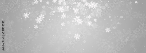 Silver Snow Vector Panoramic Grey Background.