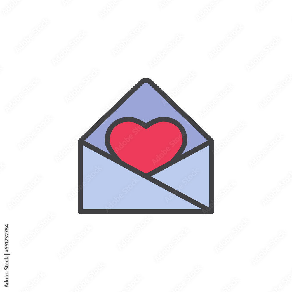 Envelope with heart filled outline icon Envelope with heart filled outline icon