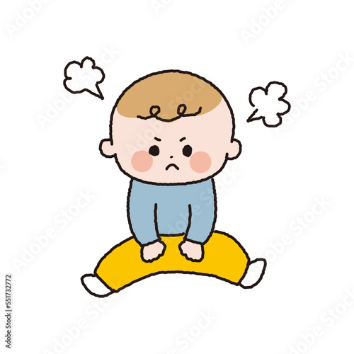 怒っている赤ちゃんのカラー線画