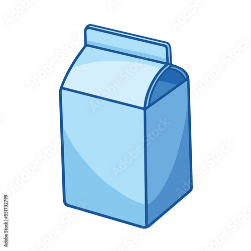 Small blue colored Milk carton vector illustration with clean outline and color isolated on white background. Simple cartoon colored pictogram. Retail cardboard milk.