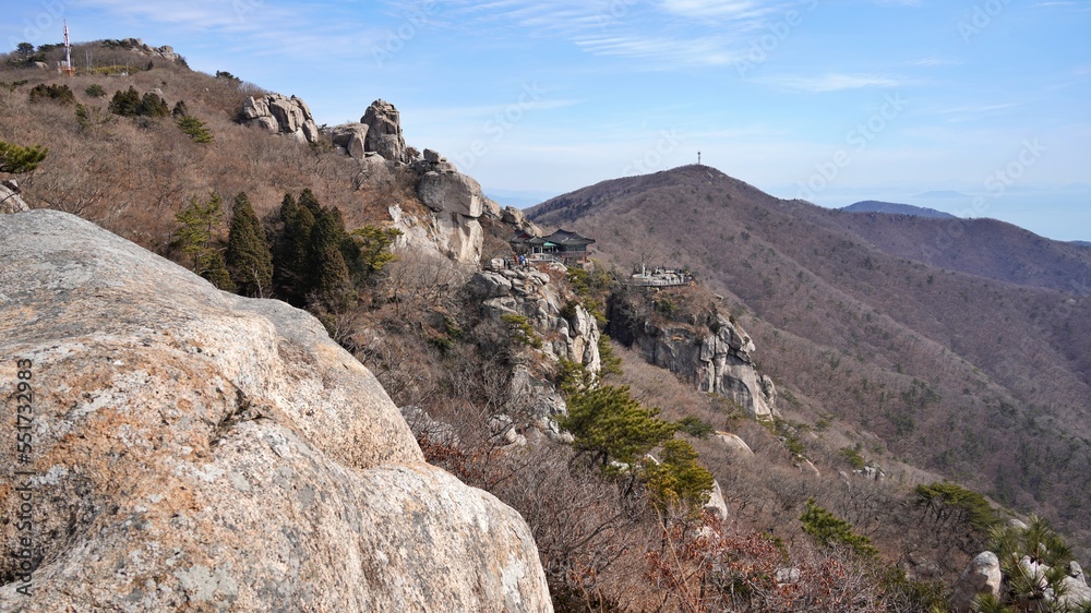 The landscape of Geumsansa Temple in Namhae, South Korea