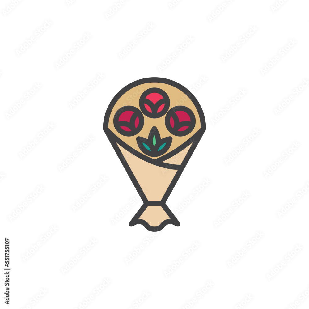Flower bouquet filled outline icon Flower bouquet filled outline icon