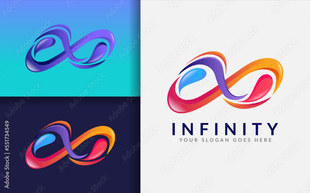 Abstract Infinity Colorful Gradient Logo Design with Modern Stylish Concept.