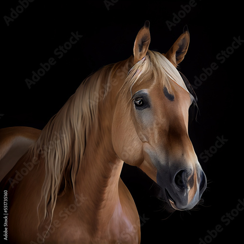 Palomino Colored Horse with Light Mane. Generative ai
