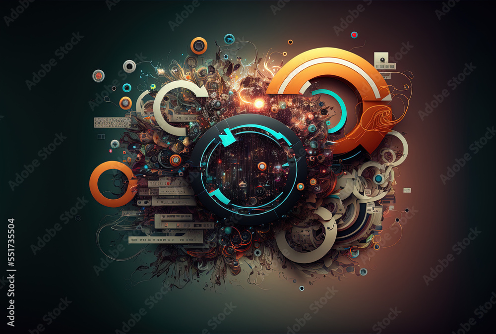 Abstract technology wallpaper featuring many design technologies. Generative AI