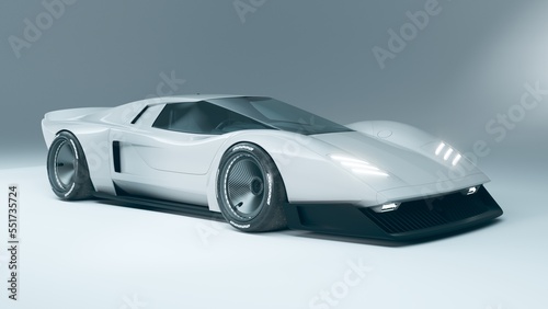 3D rendering of a brand-less generic concept car  