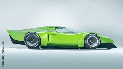 3D rendering of a brand-less generic concept car  