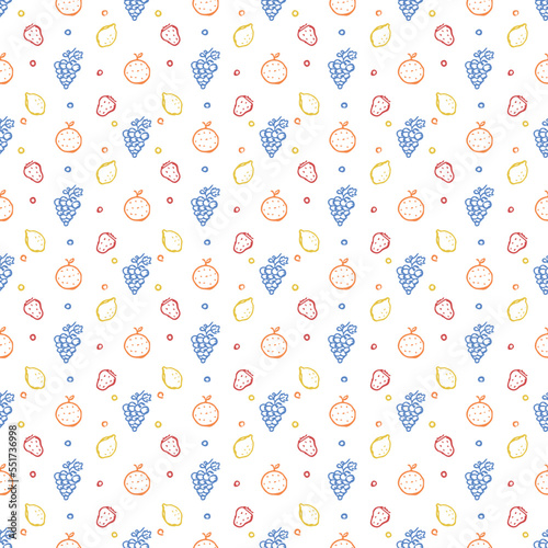 Fototapeta Naklejka Na Ścianę i Meble -  Seamless fruit pattern. doodle background with fruit icons. Fruit background