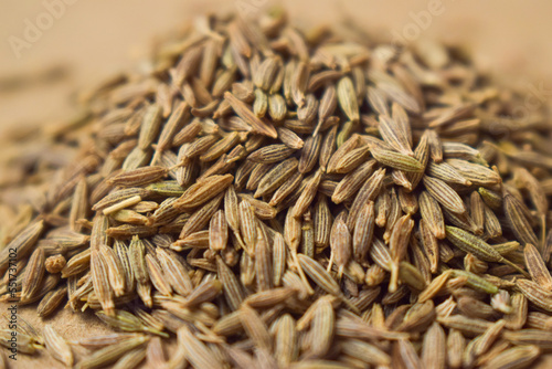 Pile of Cumin Seeds Close-Up View