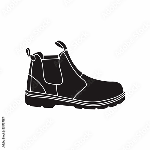 Safety shoes or foot protective equipment for worker. Construction and industrial protection gear.