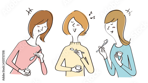 アイスクリームを食べる女性3人