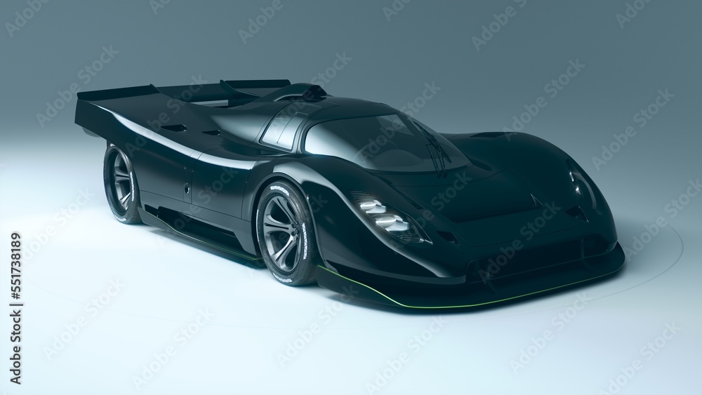 3D rendering of a brand-less generic concept car	