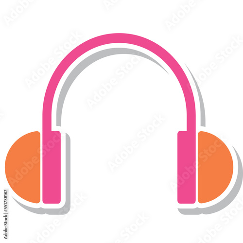 Headphone Broadcasting Flat Design Sticker