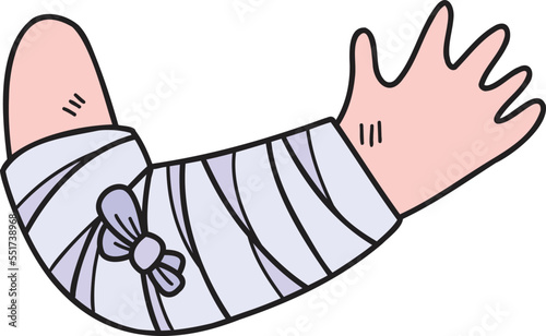 Hand Drawn splint arm illustration