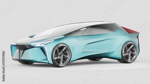 3D rendering of a brand-less generic concept car 