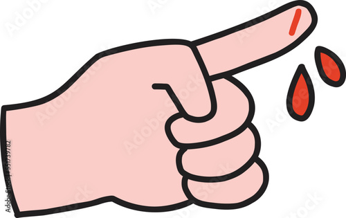 Hand Drawn bleeding finger illustration
