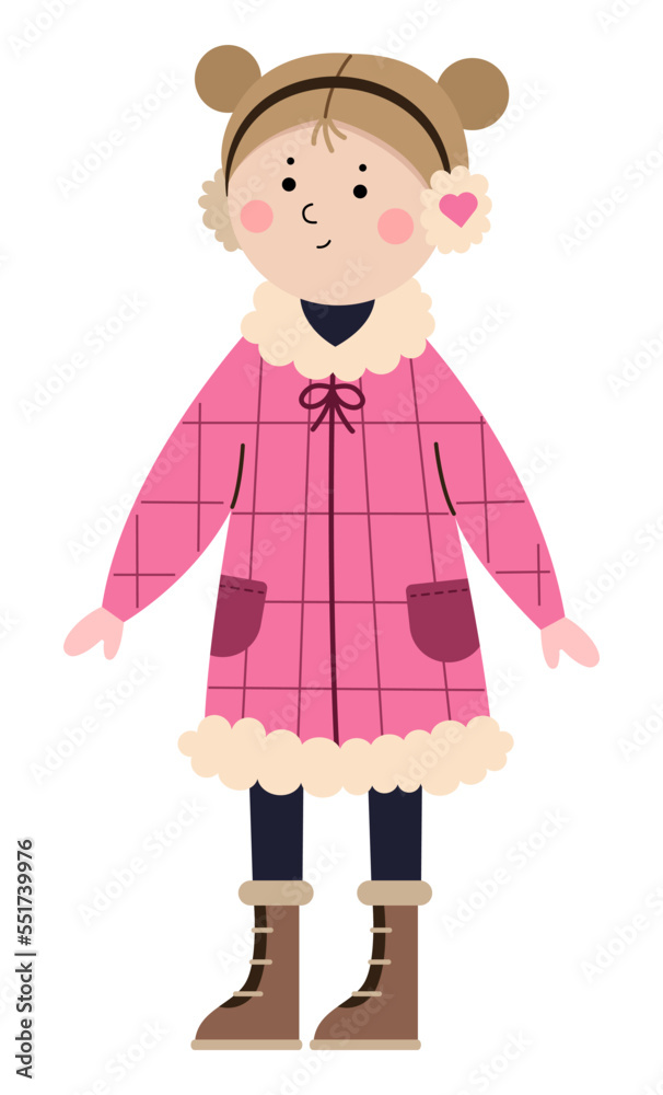 Little girl in stylish winter clothes on white background Little girl in stylish winter clothes on white background