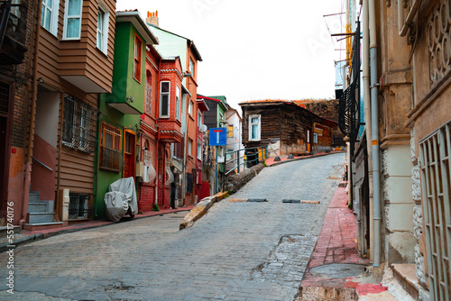 Photography Old residential buildings in the street of Istanbul