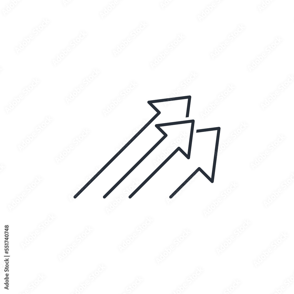 Upward movement. General growth trend. Vector linear icon isolated on white background. Upward movement. General growth trend. Vector linear icon isolated on white background.