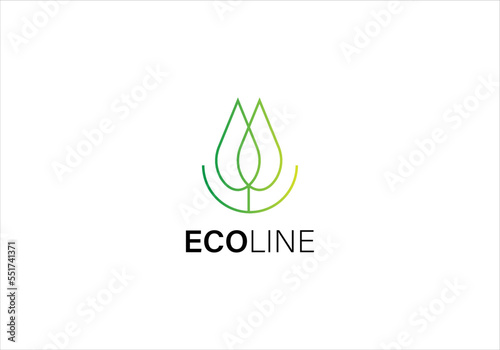 eco line vector logo design template for business
