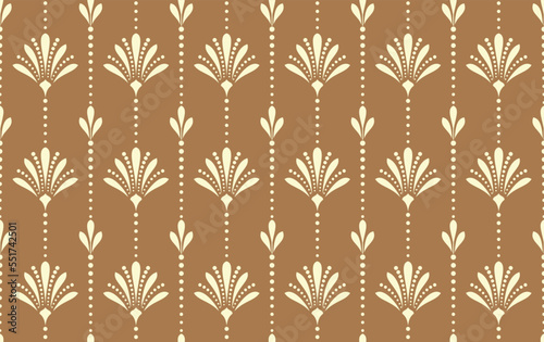 Flower geometric pattern. Seamless vector background. Gold and beige ornament