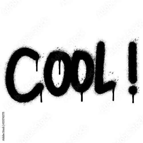 Spray Painted Graffiti cool Word Sprayed isolated with a white background. graffiti font cool with over spray in black over white. Vector illustration.