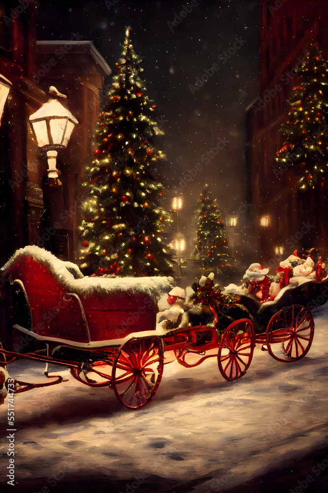 christmas sleigh on the street