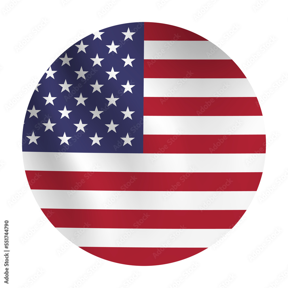 Circle image of American flag. USA flag circle png. Stock Illustration