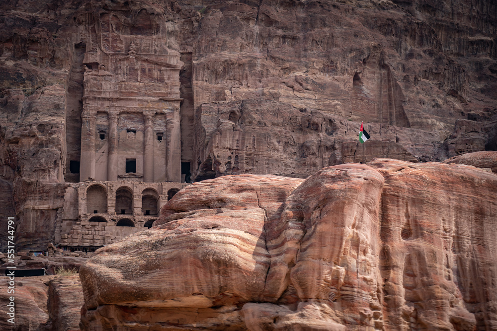 Temple in ancient and mystery city of Petra, Jordan. Travel, vacation and tourism concept 