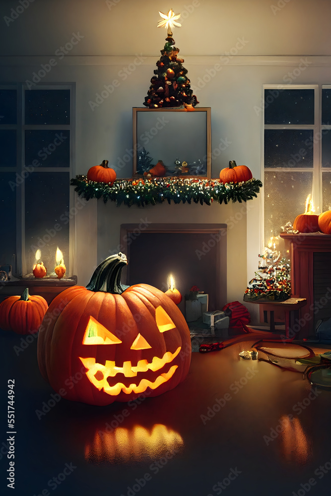 Obraz premium halloween pumpkin lantern