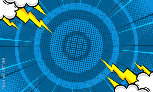 Comic cartoon background with thunder illustration
