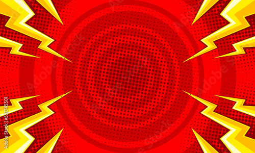 Comic cartoon background with thunder illustration