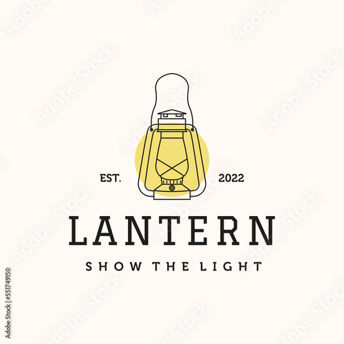 retro lantern line art vintage logo vector minimalist illustration design, flat portable kerosene retro lantern symbol design