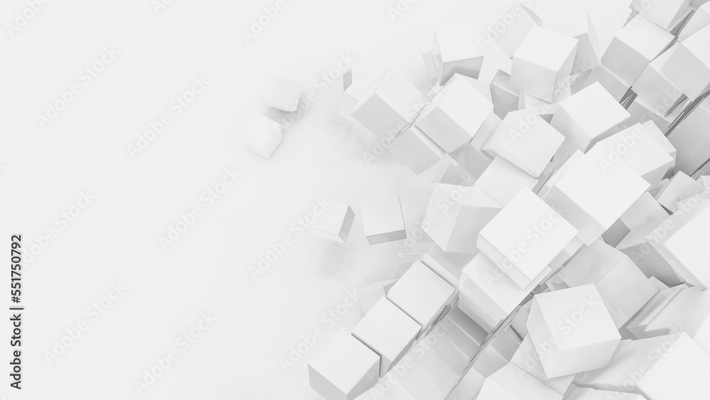 3d cubic blocks rectangle with perspective render illustration
