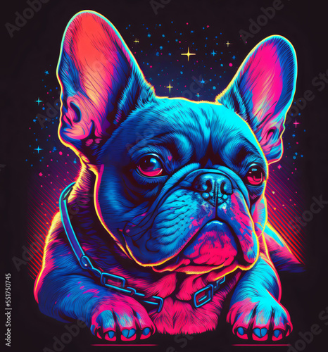Portrait of a french bulldog in synthwave style © Pinevilla