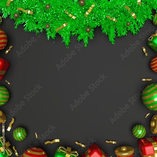 Christmas background with 3d ornaments