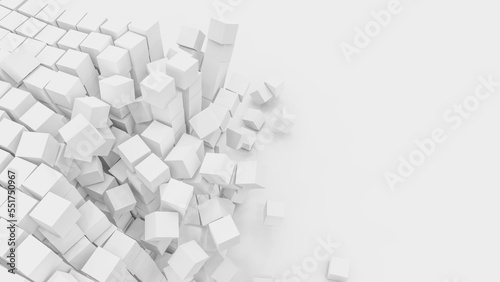 3d cubic blocks rectangle with perspective render illustration 