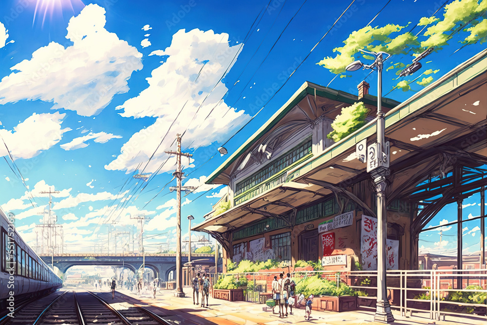 Anime train station : r/AnimeLandscapes