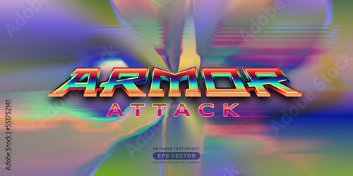 Armor attack editable text style effect in retro style theme ideal for poster, social media post and banner template promotion